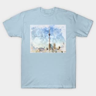 Toronto Canada waterfront skyline watercolor T-Shirt